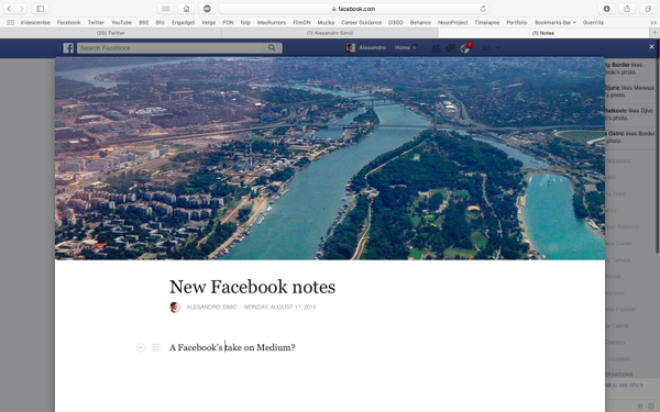 Previsualización del nuevo Facebook Notes